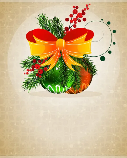 Bola de Navidad con arco naranja — Vector de stock