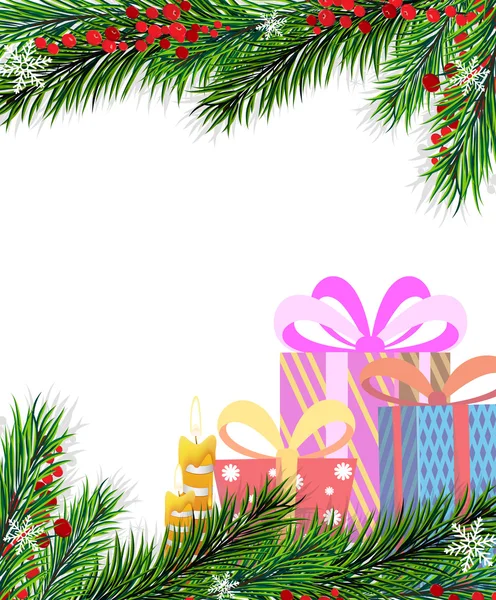 Presentes de Natal e árvore de Natal — Vetor de Stock