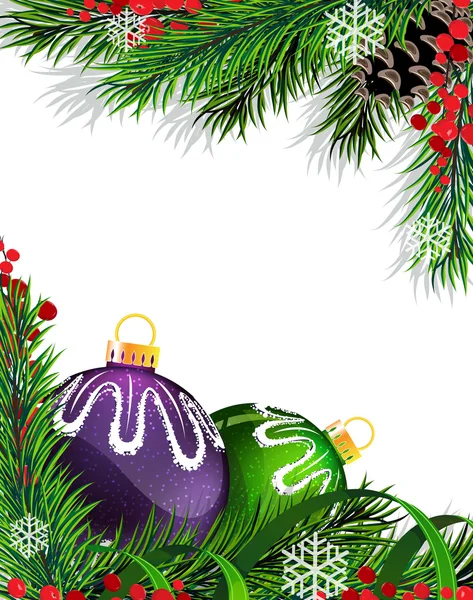 Decoraciones del árbol de Navidad con cinta verde — Vector de stock