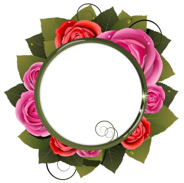 红色和粉色玫瑰花束 — 图库矢量图片