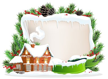 tuğla ev ve Noel çelenk