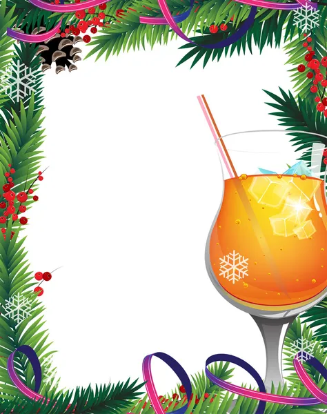 Kerstboom en cocktail — Stockvector