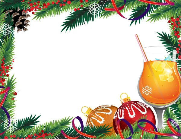 Cocktail et ornements de Noël — Image vectorielle