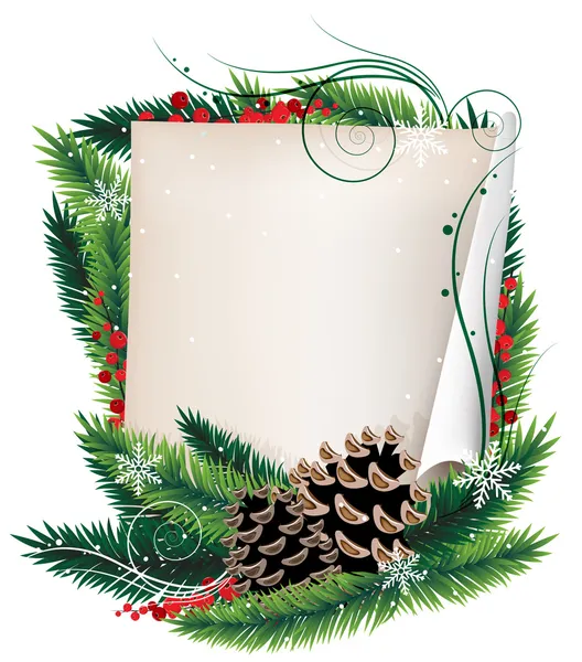 Rouleau de papier et couronne de Noël — Image vectorielle