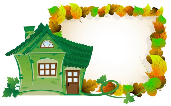 House on background of autumn leaves — Stock Vector