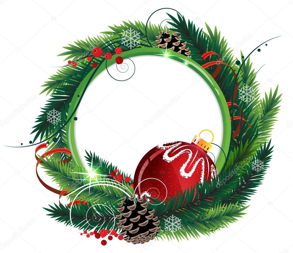 Christmas wreath with red bauble