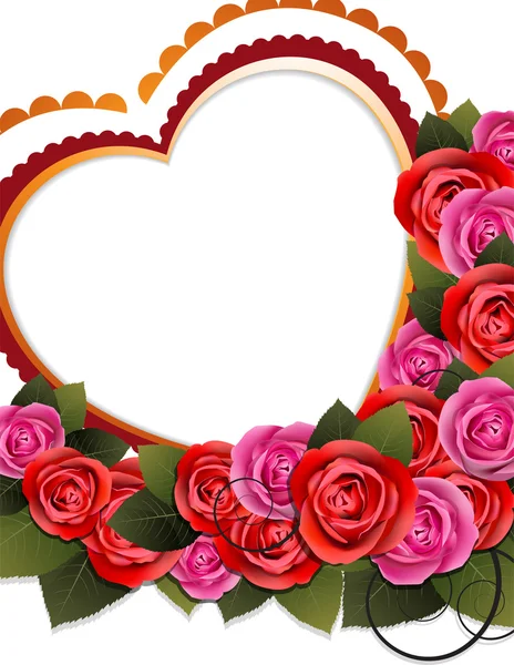 玫瑰花束和心房 — 图库矢量图片