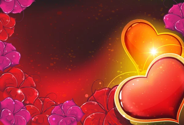 Valentijn harten en bloemen — Stockvector