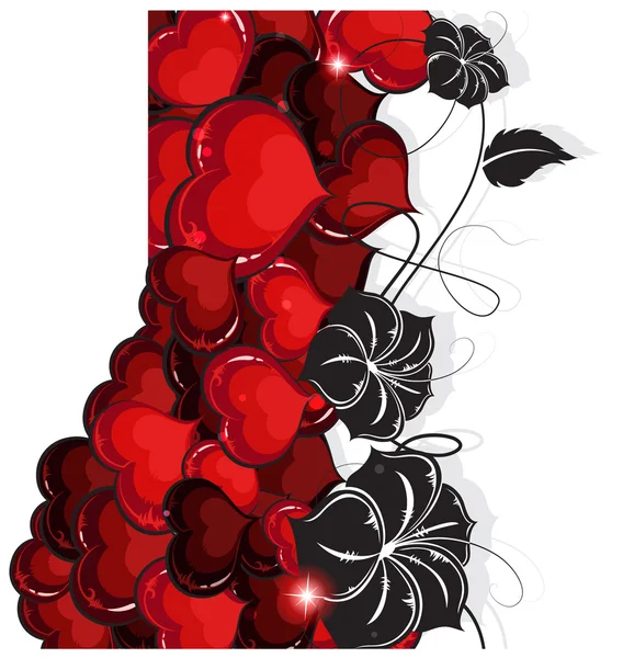De dag van Valentijnskaarten harten en bloemen — Stockvector