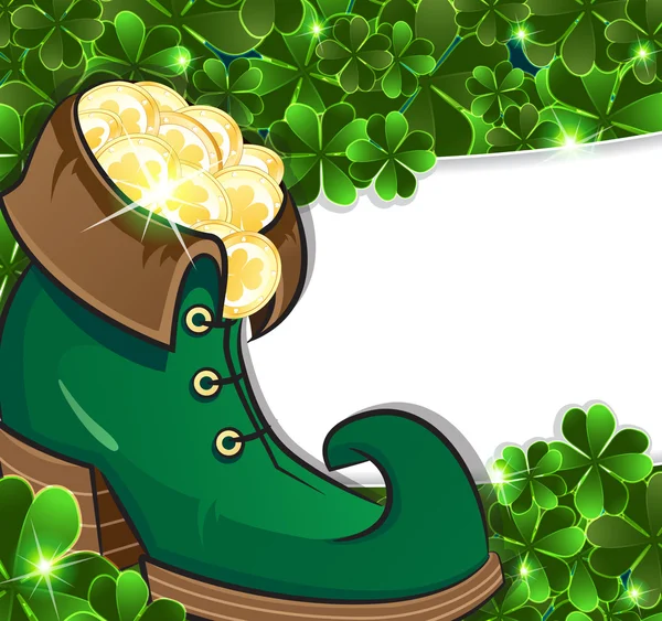 Chaussures de lutin avec des pièces d'or — Image vectorielle