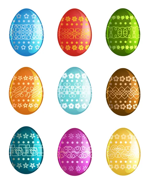 Huevos de Pascua sobre fondo blanco — Vector de stock