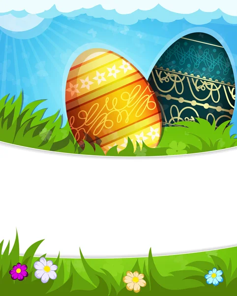 Színes húsvéti tojás a fűben — Stock Vector