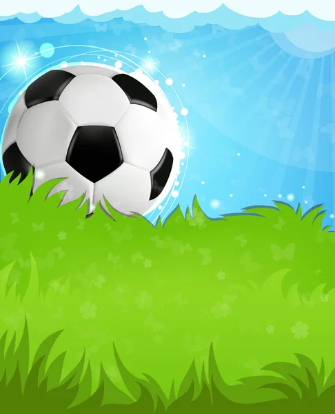 Ballon de football sur herbe — Image vectorielle