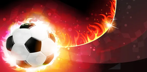 Bola de futebol flamejante — Vetor de Stock