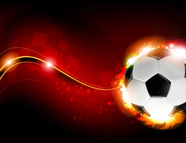 Ballon de football sur fond rouge — Image vectorielle