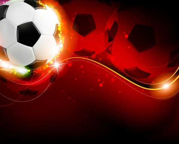 Pallone da calcio su sfondo rosso — Vettoriale Stock