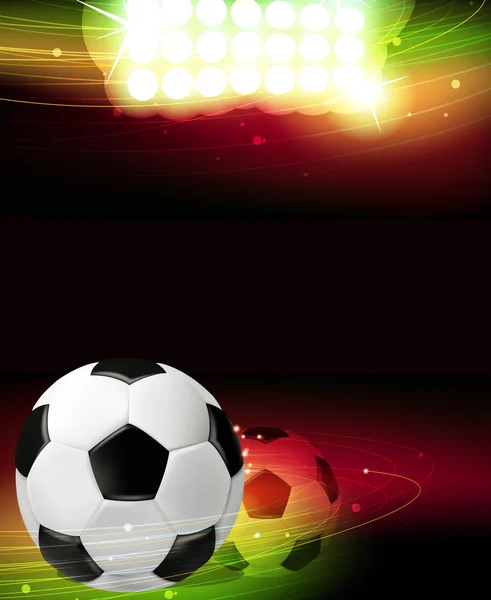 Spotlights and a soccer ball — Stock Vector