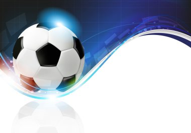 dalgalı mavi zemin üzerine futbol topu