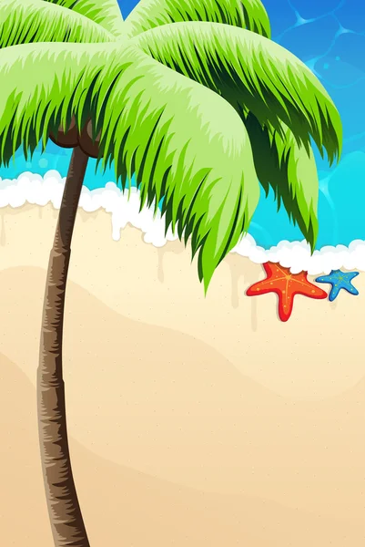Strand met palmbomen — Stockvector