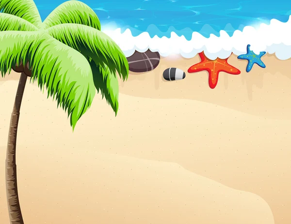 Тропический пляж с пальмами — стоковый вектор