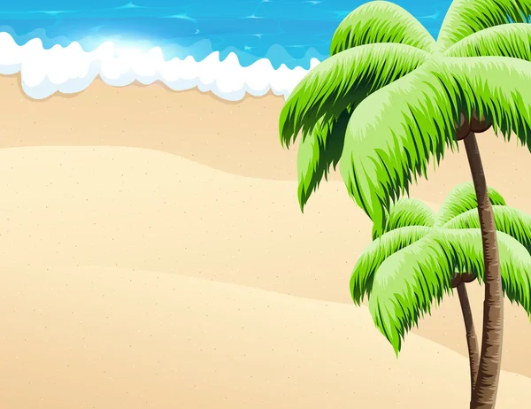 Playa con palmeras — Vector de stock