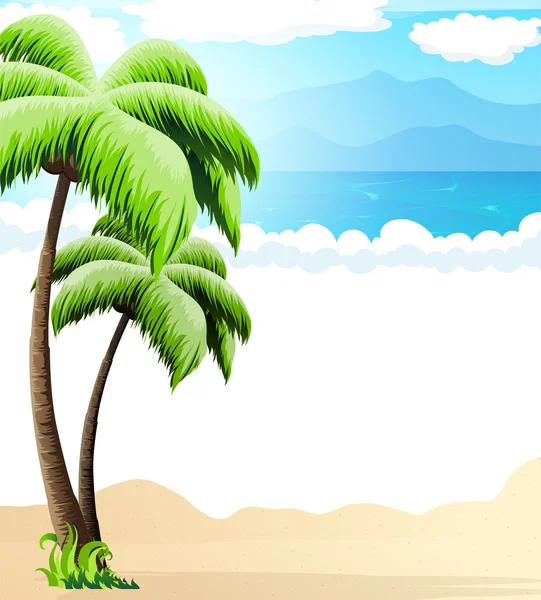 长有棕榈树的海滩 — 图库矢量图片