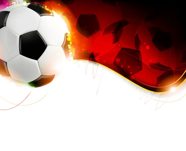 Bola de futebol no fundo vermelho ondulado — Vetor de Stock