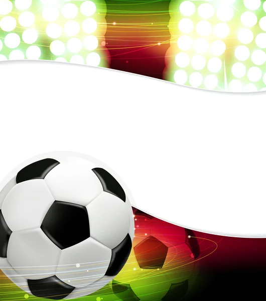 Spotlights and a soccer ball — Stock Vector