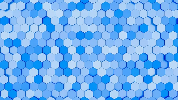 Blue hexagonal background. Geometric abstract wallpaper. 3D illustration.