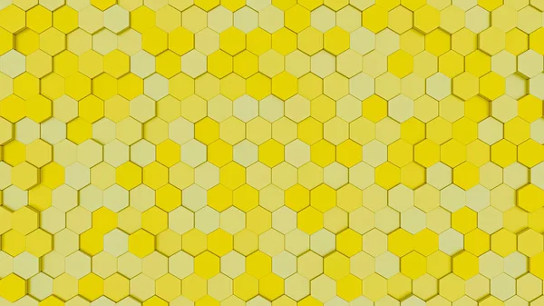 黄色の六角形の背景 幾何学的な抽象的な壁紙 3Dイラスト — ストック写真