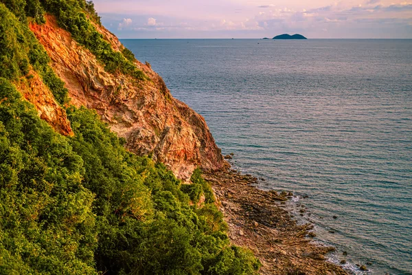 Sunset Giant Cliff Larn Island Koh Larn Beautiful Sea Chonburi — Foto de Stock