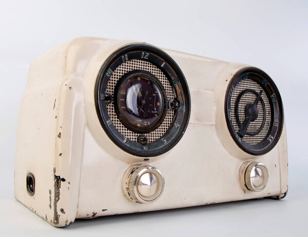 Old vintage radio, objects photographed on white background