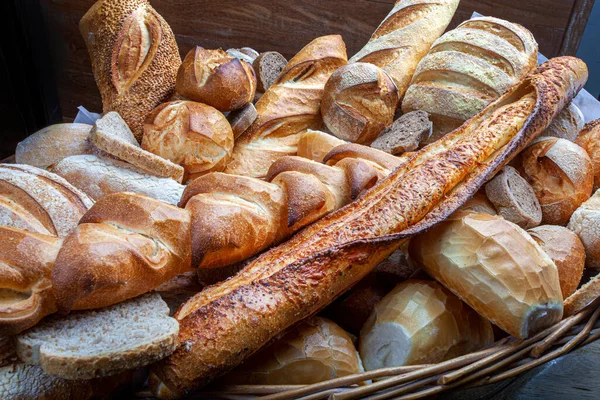 Basket Assorted Breads — Stock Photo, Image