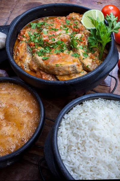 Brasilianische Garnelen Und Fisch Moqueca — Stockfoto