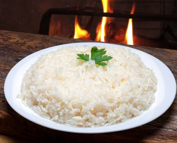 Традиційний Білий Рис Бразильській Їжі — стокове фото