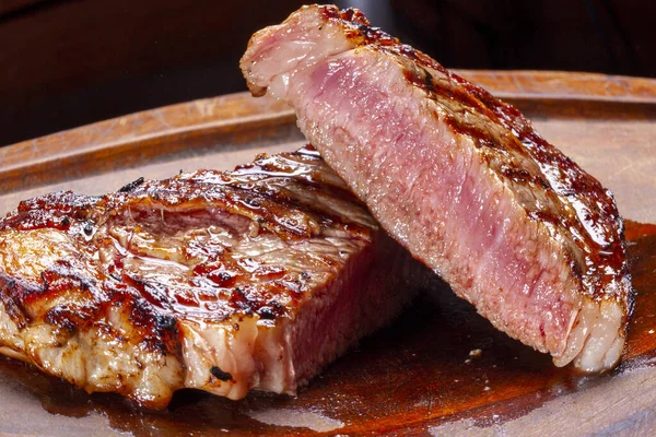 Krájený Grilovaný Steak Podávaný Věci Picanha — Stock fotografie
