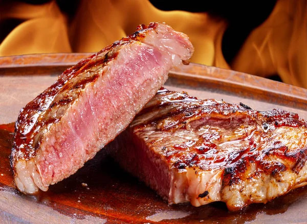 Bife Grelhado Fatiado Servido Ponto Picanha — Fotografia de Stock