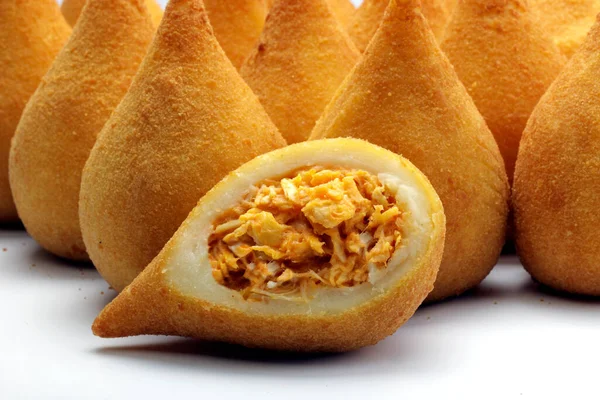 Coxinha Galinha Snack Brasileño Pollo Frito Popular Fiestas Locales — Foto de Stock