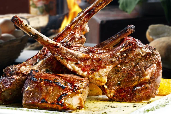 Lammelår Ribbeinsår Grillen – stockfoto