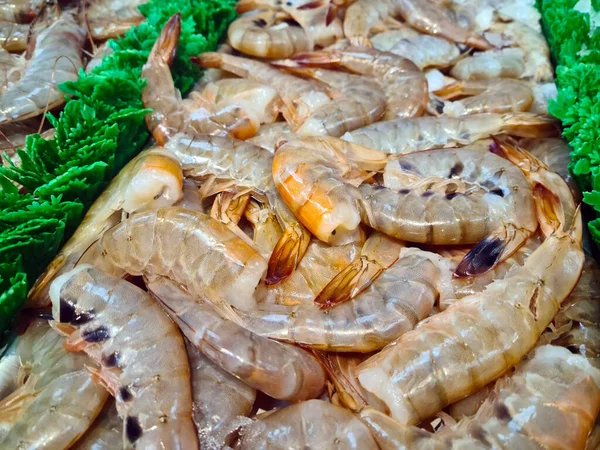 Camarones Crudos Mercado Pescado —  Fotos de Stock