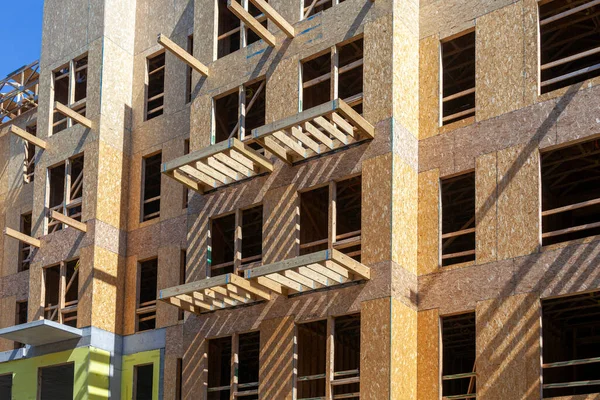 Construction Framing Wood Buildings Houses — Φωτογραφία Αρχείου