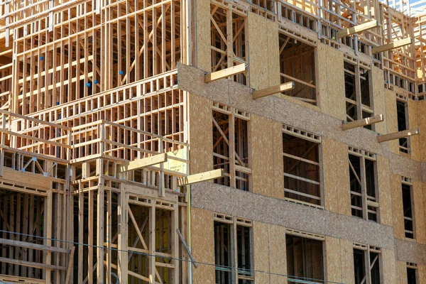 Construction Framing Wood Buildings Houses — Φωτογραφία Αρχείου