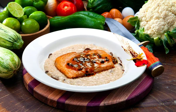 Risotto Con Filete Salmón Pulpa Maracuyá — Foto de Stock