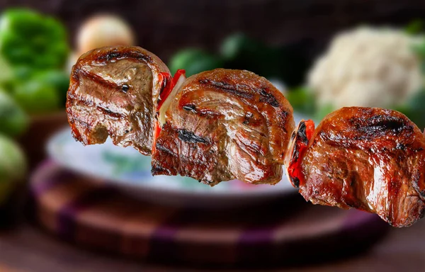 Picanha Tradycyjna Brazylijska Wołowina Krojona Szpikulec Picanha — Zdjęcie stockowe