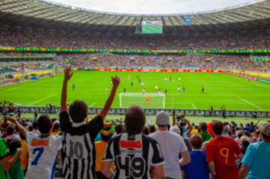 Futbol veya futbol stadyumunun odaksız arka planı