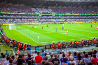 Futbol veya futbol stadyumunun odaksız arka planı