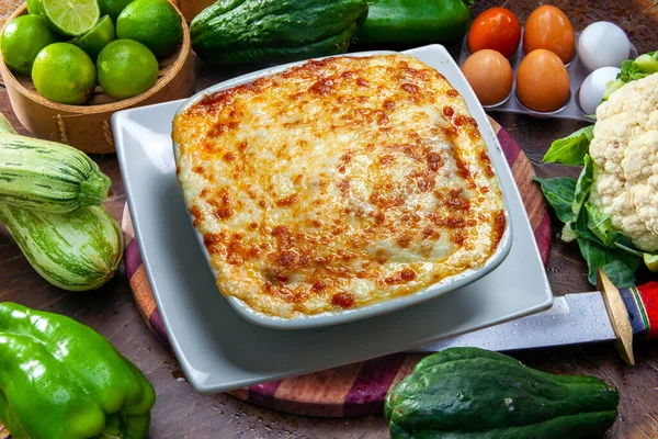 Lasagna Bolognese Baked Wood Oven — Stock Photo, Image