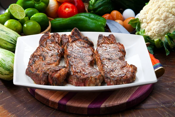 Steak Chorizo Parrilla Argentina Barbecue — Stock Fotó