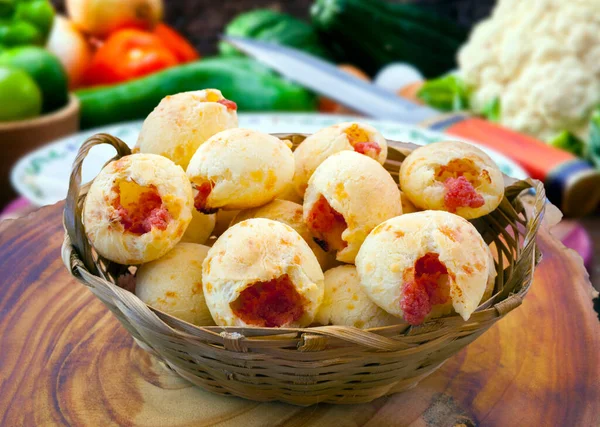 Café Manhã Com Pão Queijo Recheado Pao Queijo — Fotografia de Stock