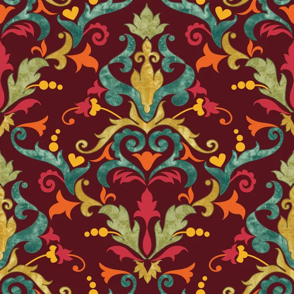 Velvet textured damask seamless pattern design